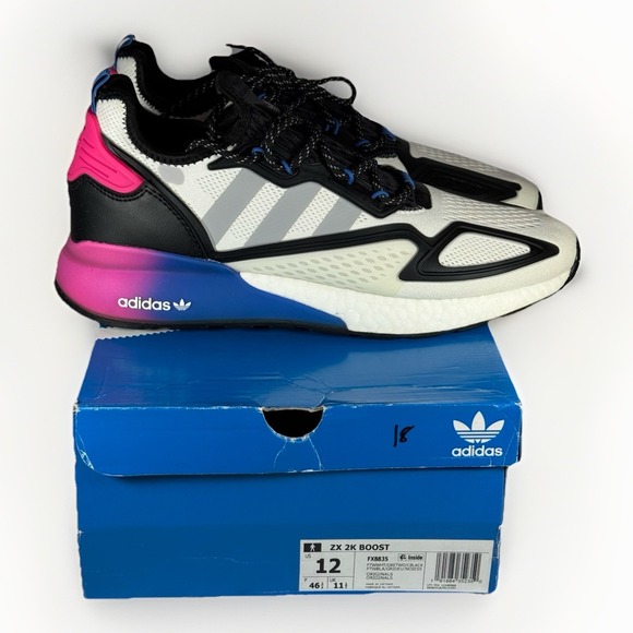 adidas Other - Adidas ZX 2K BOOST Men's Running Shoes White Black Pink Blue Size 12 FX8035
